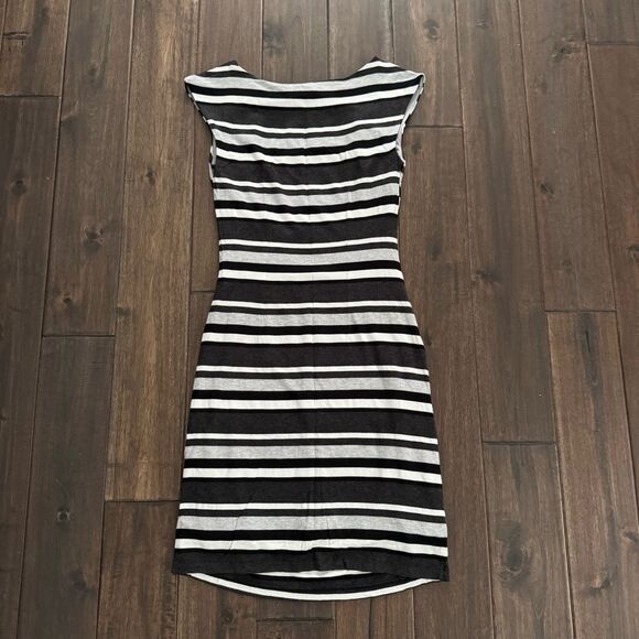 Loft Black White & Gray Striped Sleeveless Dress XS - Picture 5 of 5